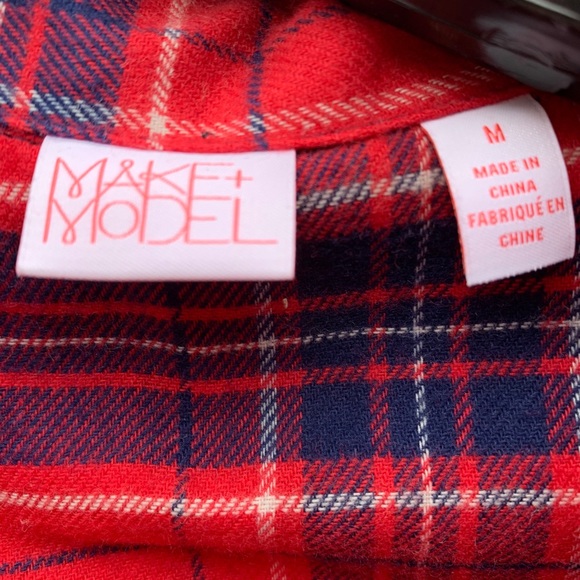 NWT Make + Model Red Plaid Flannel Shirt - Picture 3 of 5